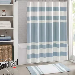 Hot Kirklands Home Light Blue Striped Waffle Shower Curtain
