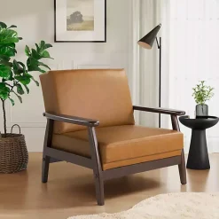 New Kirklands Home Light Faux Leather Ambon Accent Chair Brown