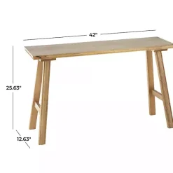 New Kirklands Home Light Mango Wood Rustic Tall Bench Brown