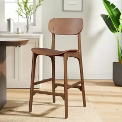 Hot Kirklands Home Light Mid-Century Modern Bar Stool Brown
