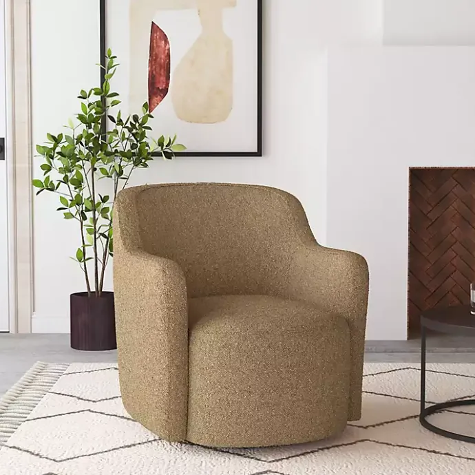 Hot Kirklands Home Light Swivel Barrel Accent Chair Brown