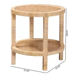 New Kirklands Home Light Brown Woven Rat Accent Table Tan