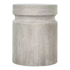 Online Kirklands Home Light Cream Wood Cylinder Accent Table White