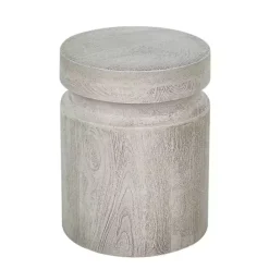 Online Kirklands Home Light Cream Wood Cylinder Accent Table White