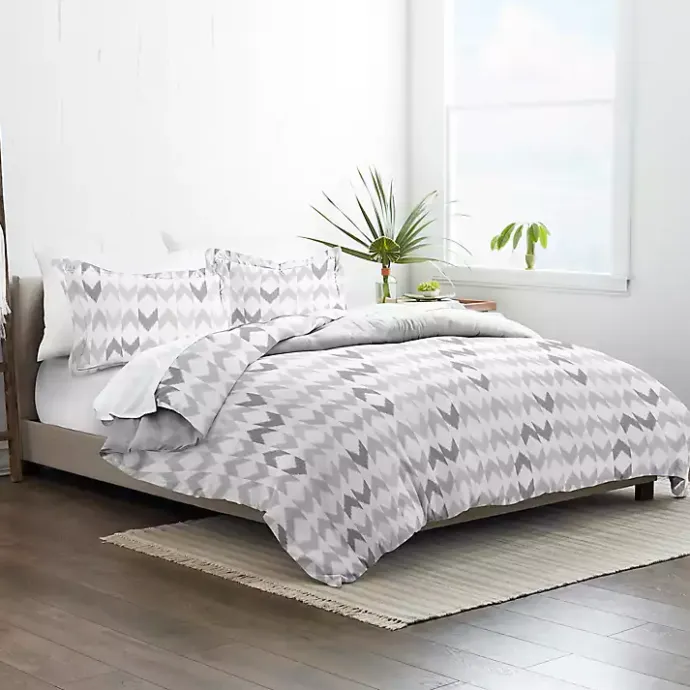 Kirklands Home Light Gray Chevron 3-Pc. Queen Duvet Cover Set