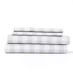 Sale Kirklands Home Light Country Plaid 4-Pc. Full Bed Sheet Set Gray