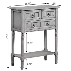 Outlet Kirklands Home Light 3-Drawer Turned Legs Accent Table Gray