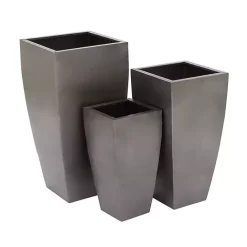 New Kirklands Home Light Metal Round Tapered Planters, Set of 3 Gray