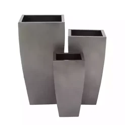 New Kirklands Home Light Metal Round Tapered Planters, Set of 3 Gray