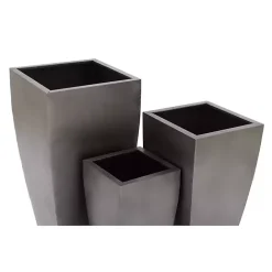 New Kirklands Home Light Metal Round Tapered Planters, Set of 3 Gray