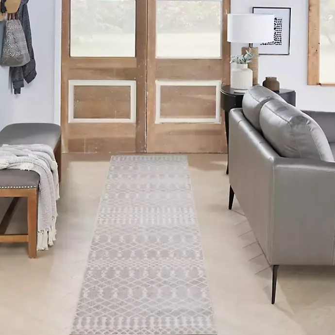 Kirklands Home Light Moroccan Washable Runner, 2x8 Gray