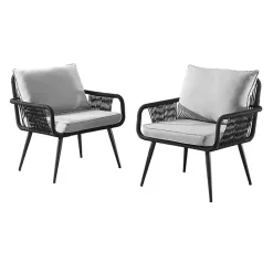 Outlet Kirklands Home Light Gray Rope Frame 2-pc. Outdoor Arm Chair Set