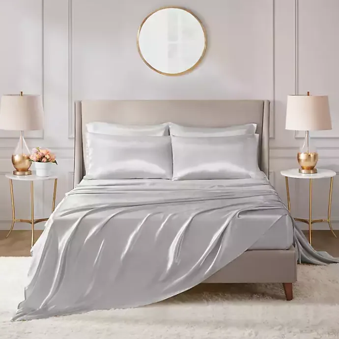 Sale Kirklands Home Light Satin 6-pc. California King Sheet Set Gray