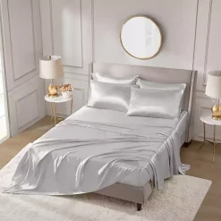 Sale Kirklands Home Light Satin 6-pc. California King Sheet Set Gray