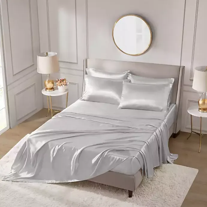 Sale Kirklands Home Light Satin 6-pc. California King Sheet Set Gray