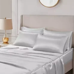Sale Kirklands Home Light Satin 6-pc. California King Sheet Set Gray