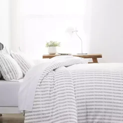 Kirklands Home Light Gray Stripes 3-pc. Twin Duvet Cover Set