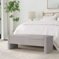 Clearance Kirklands Home Light Upholstered Modern Storage Bench Gray