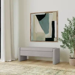 Clearance Kirklands Home Light Upholstered Modern Storage Bench Gray
