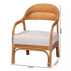 Hot Kirklands Home Light Honey Rattan Marisa Accent Chair Ivory