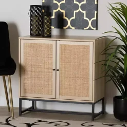 Sale Kirklands Home Light Wood and Rat 2-Door Cabinet Tan