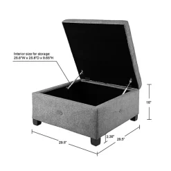 Kirklands Home Lila Tufted Charcoal Storage Ottoman Gray