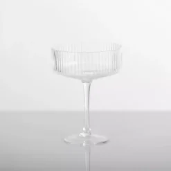 Sale Kirklands Home Linear Ribbed Coupe Glass Clear