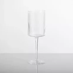 New Kirklands Home Linear Ribbed Goblet Wine Glass Clear