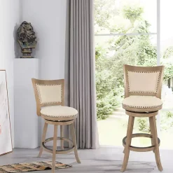 Online Kirklands Home Linen and Driftwood Nailhead Swivel Counter Stool Ivory