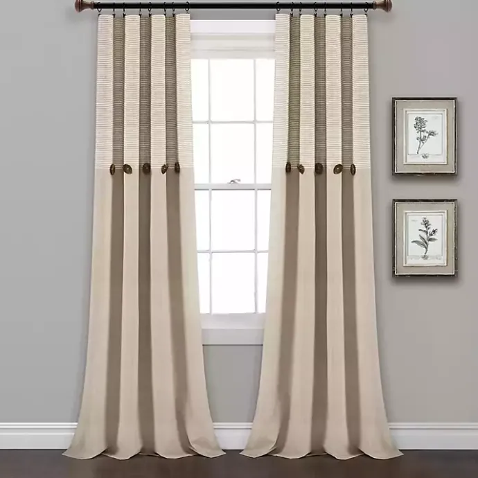 Clearance Kirklands Home Linen Button and Stripe Curtain Panel Set, 95 in.