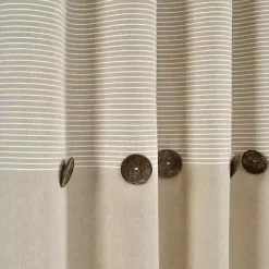 Clearance Kirklands Home Linen Button and Stripe Curtain Panel Set, 95 in.