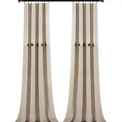 Clearance Kirklands Home Linen Button and Stripe Curtain Panel Set, 95 in.