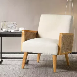Hot Kirklands Home Linen Upholstered Accent Chair Ivory