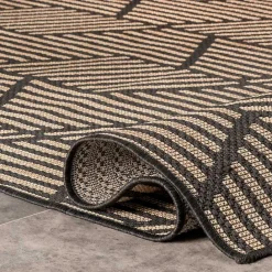 Sale Kirklands Home Lori Dark Gray Modern Geometric Outdoor Rug, 5x8