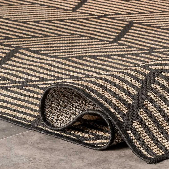 Kirklands Home Lori Dark Gray Modern Geometric Outdoor Rug, 8x10