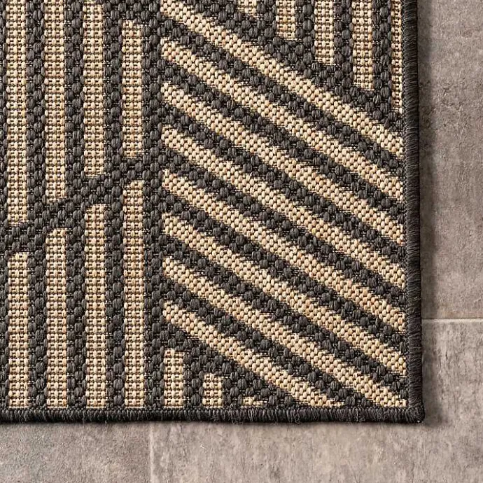 Kirklands Home Lori Dark Gray Modern Geometric Outdoor Rug, 8x10