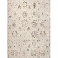 New Kirklands Home Lottie Cream Vintage Washable Area Rug, 6x9 Ivory