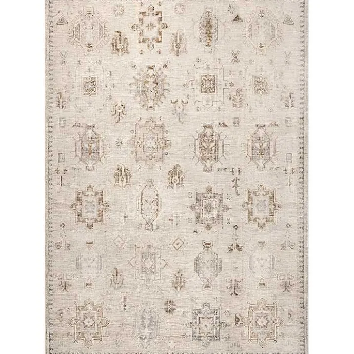 New Kirklands Home Lottie Cream Vintage Washable Area Rug, 6x9 Ivory