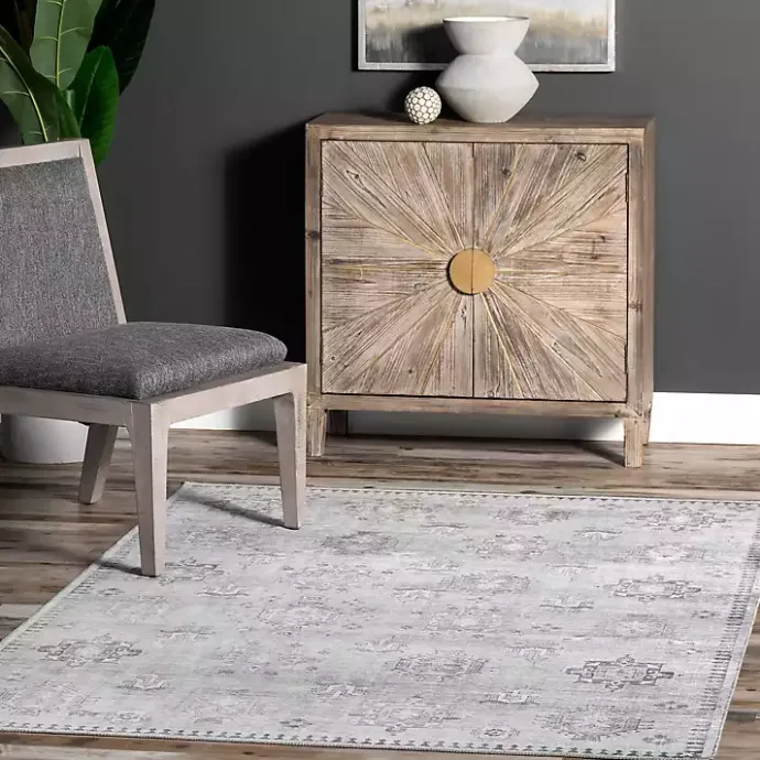 Clearance Kirklands Home Lottie Vintage Washable Area Rug, 8x10 Gray