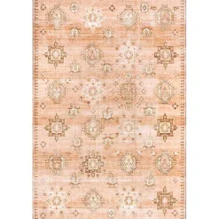 Online Kirklands Home Lottie Peach Vintage Washable Area Rug, 8x10 Orange
