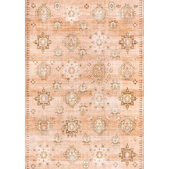 Online Kirklands Home Lottie Peach Vintage Washable Area Rug, 8x10 Orange