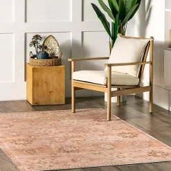 Online Kirklands Home Lottie Peach Vintage Washable Area Rug, 8x10 Orange