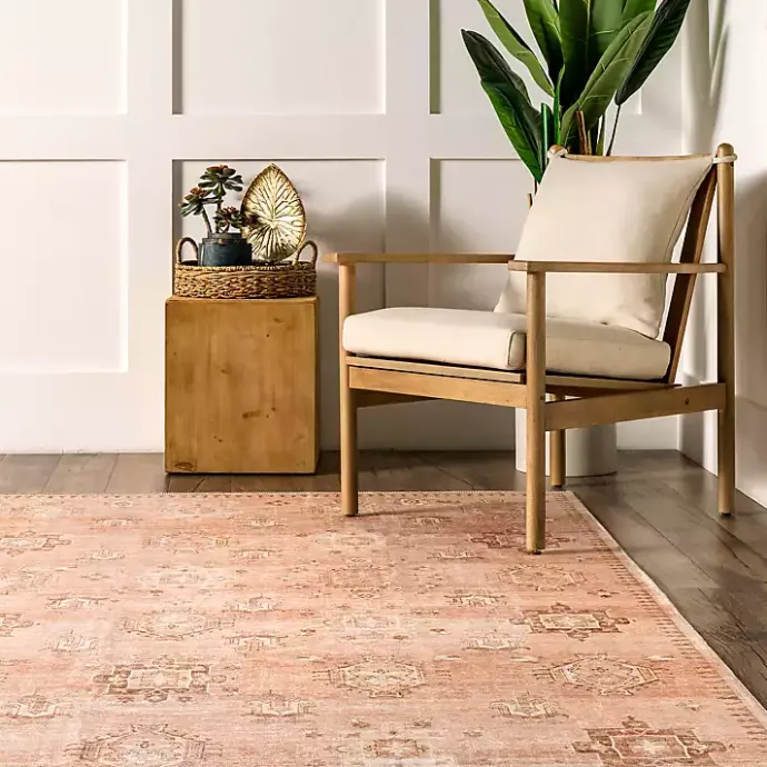 Online Kirklands Home Lottie Peach Vintage Washable Area Rug, 8x10 Orange