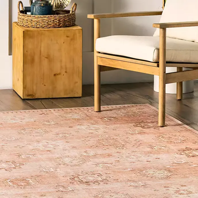 Online Kirklands Home Lottie Peach Vintage Washable Area Rug, 8x10 Orange