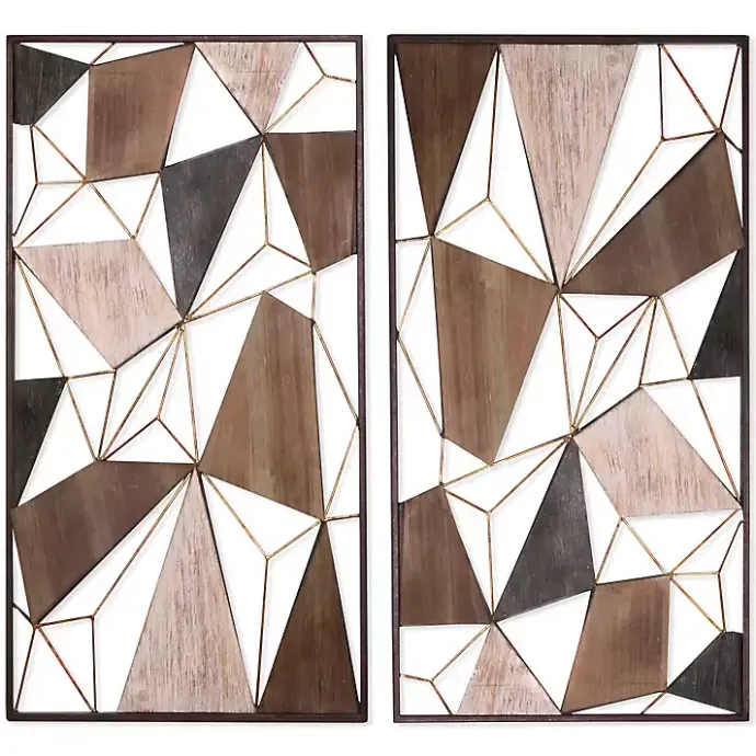 Kirklands Home Lucas Geometric Wall Plaques, Set of 2
