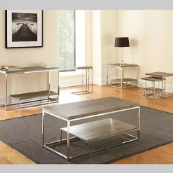 Hot Kirklands Home Lucia Chrome Chairside Table Gray