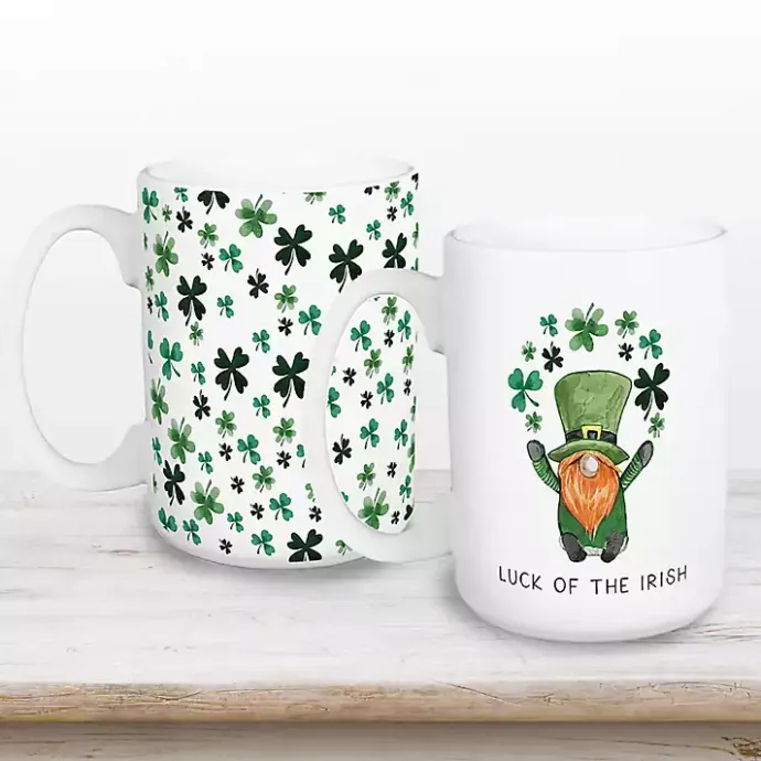 Hot Kirklands Home Luck of the Irish Shamrocks Mugs, Set of 2