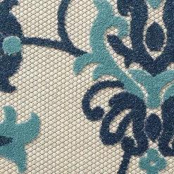 Clearance Kirklands Home Lyla Blue Floral Damask Indoor/Outdoor Rug, 5x8