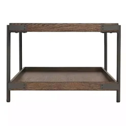 New Kirklands Home Mahogany Oak Wood Tray Top Coffee Table Brown