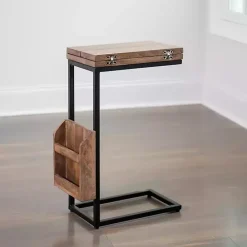 Outlet Kirklands Home Mango Wood and Iron Extendable C-Table Brown